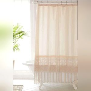 Urban Outfitters Tan Plum & Bow Kelsi Boho Crotchet Shower Curtain